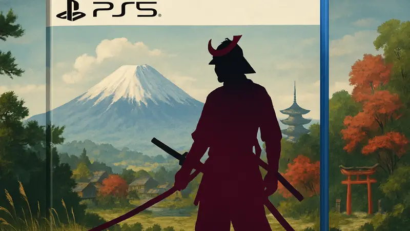 Обложка игры Ghost of Yotei для PS5 с самурае