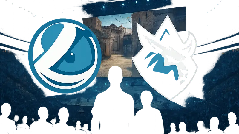 Логотипы Luminosity Gaming и Monte на фоне арены CS2, символизирующие возможный трансфер в киберспорте.
