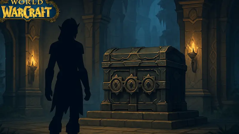 Скриншот из World of Warcraft: Midnight, на котором изображен тройной запертый сейф.