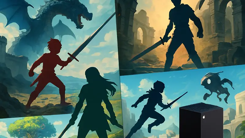 Игровые сцены из разных JRPG для Xbox Series S/X, демонстрирующие экшен и яркие миры