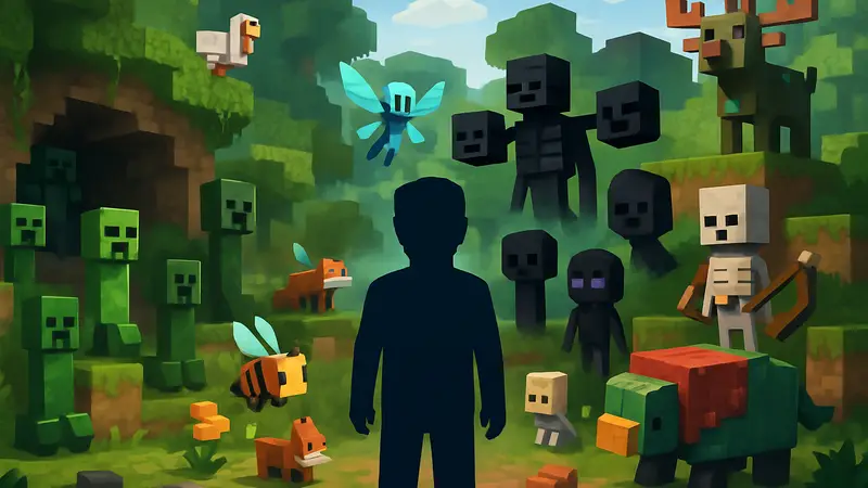 Различные мобы из игры Minecraft, включая новых существ из обновления 26.1