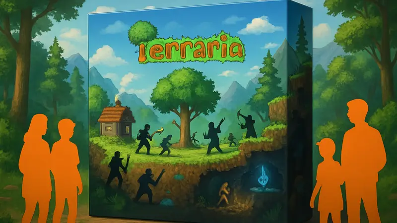 Коробка настольной игры Terraria: The Board Game на русском языке.