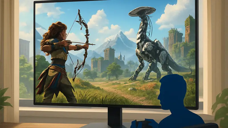 Игров ой OLED-монитор, показывающий яркую сцену из игры без признаков выгорания, с текстом о 3000 часах теста.