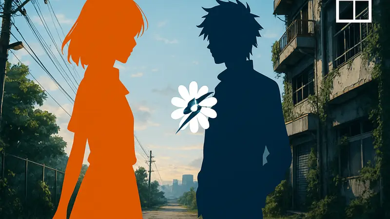 Тизер-постер аниме Dengeki Daisy 2027 года с главными героями и логотипом Aniplex.