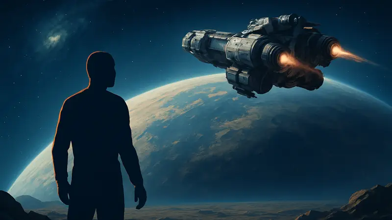 Космический корабль летит над планетой в Starfield, символизируя исследование и приключения