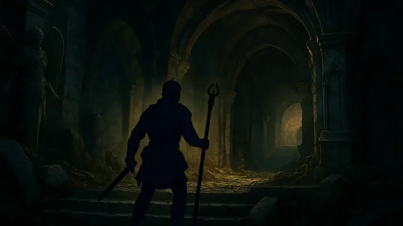 Персонаж из Baldur's Gate 3 исследует подземелье