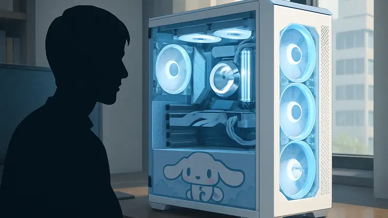 Игровой ПК-корпус DarkFlash Sanrio Cinnamoroll в белых и синих тонах