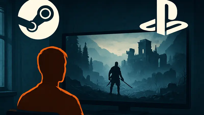 Логотипы Steam и PlayStation, экран с возможным тизером новой игры