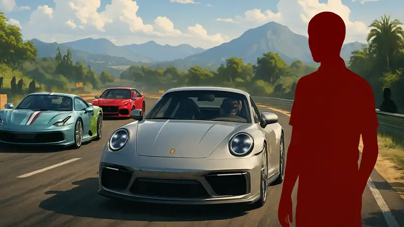 Несколько гоночных автомобилей на трассе в Forza Horizon 6, демонстрирующие Car Pass.