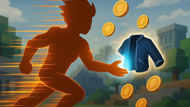 Игровой персонаж из Speedsters Sandbox Roblox с эффектом скорости, получающий монеты и скины