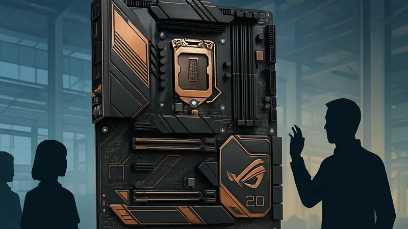 Материнская плата ASUS ROG с элементами дизайна под медь, посвященная 20-летию бренда.