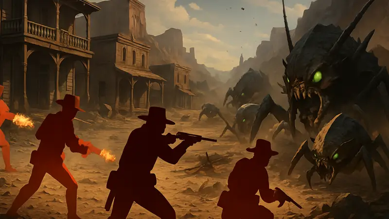 Скриншот из игры Far Far West, с элементами шутера и Дикого Запада