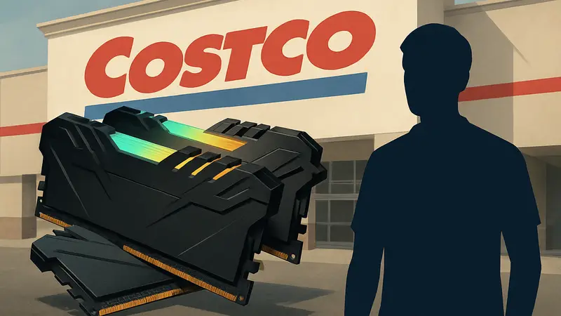 Компьютерные модули оперативной памяти на фоне логотипа Costco