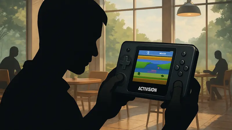 Портативная консоль Super Pocket Activision Edition с предустановленными играми Activision на экране.