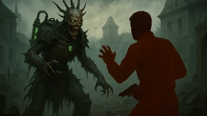 Некропинчер из Call of Duty Black Ops 7 Zombies, атакующий игрока, арт