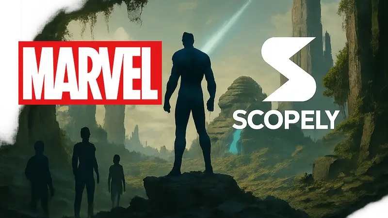 Логотип Marvel, логотип Scopely, концепт-арт Project Comet