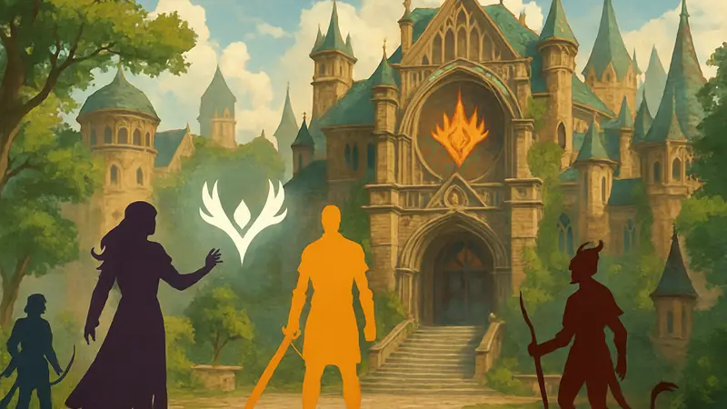 Обложка книги D&D Strixhaven, Magic The Gathering, фэнтези ролевая игра.