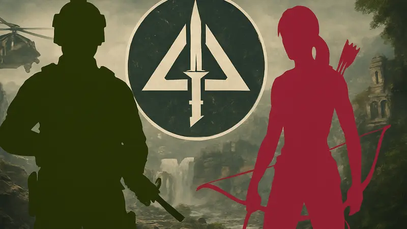 Персонаж Delta Force и Лара Крофт из Tomb Raider на фоне логотипа игры