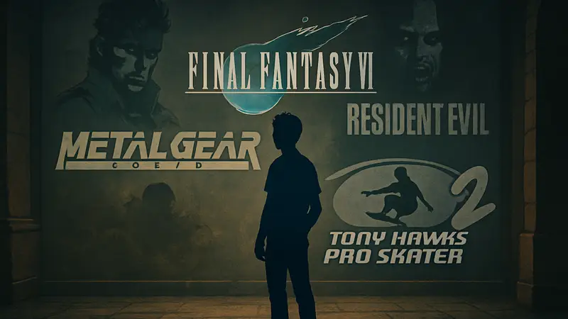 Изображение логотипов игр PS1 классики: Metal Gear Solid, Final Fantasy VII, Resident Evil 2, Tony Hawk's Pro Skater 2