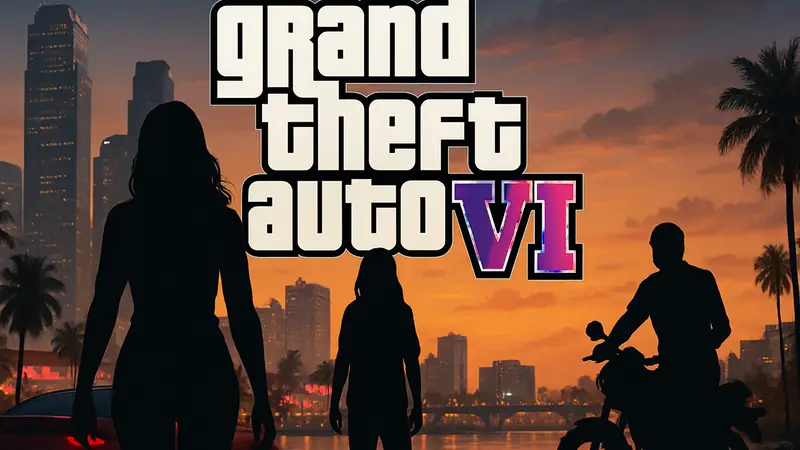 Логотип Grand Theft Auto VI или скриншот из трейлера игры.
