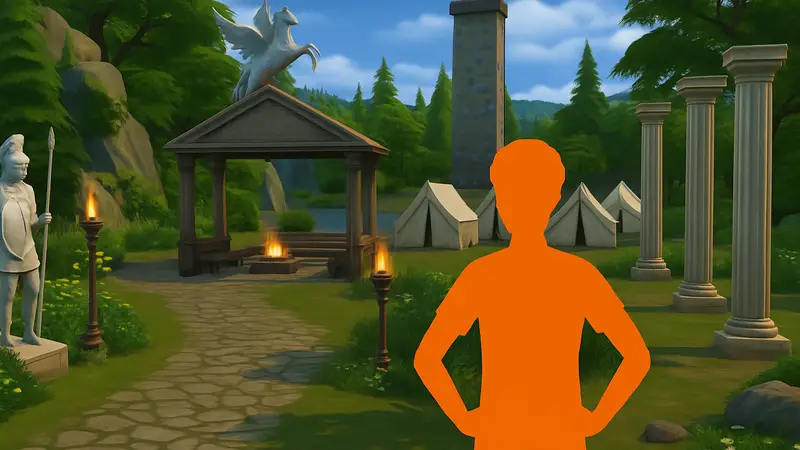 Игровой скриншот Лагеря Полукровок из Перси Джексона, воссозданный в The Sims 4