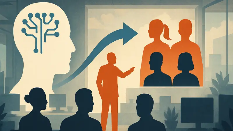 Диаграмма, показывающая переход от общего ИИ к персонализированным решениям в бизнесе.