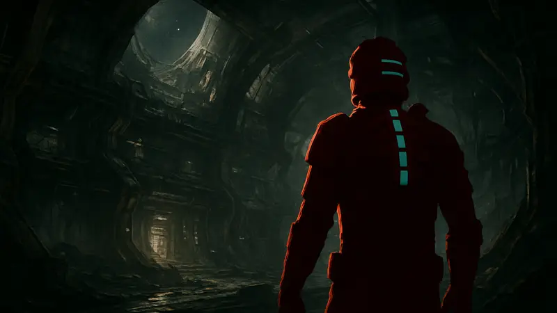 Главный герой Dead Space Remake на фоне заброшенного космического корабля