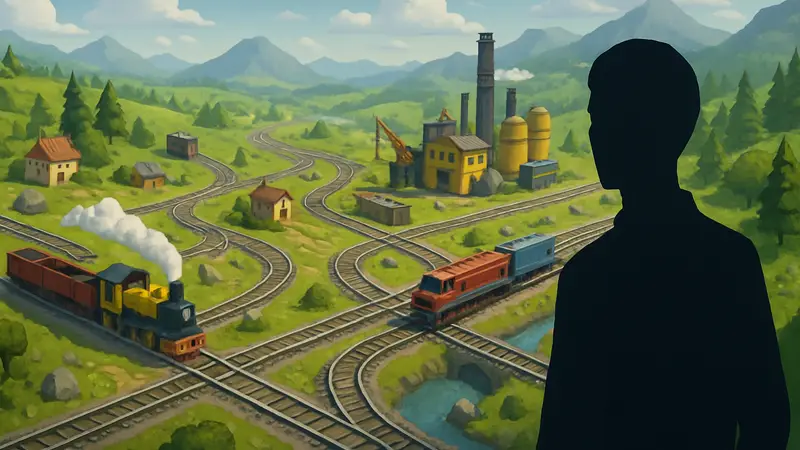 Игровой скриншот из Train Valley 2, демонстрирующий поезда и железнодорожные пути в Steam