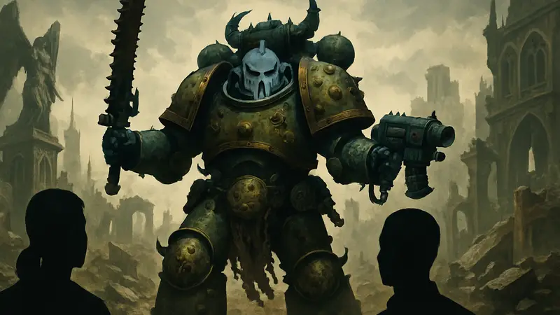 Фигурка чемпиона чумных космодесантников от JoyToy, Warhammer 40,000, Гвардия Смерти.