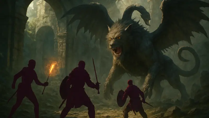 Кадр геймплея из Dragon's Dogma 2: Dark Arisen, демонстрирующий сражения с монстрами