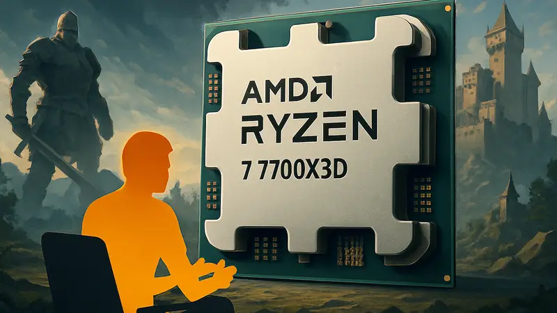 Изображение процессора AMD Ryzen 7 7700X3D, символизирующего доступный гейминг.