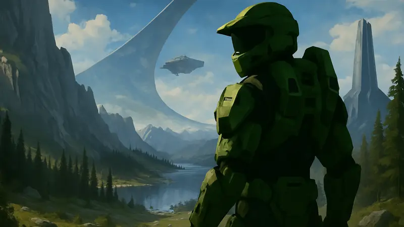 Скриншот из Halo Campaign Evolved с изображением мастера Чифа.
