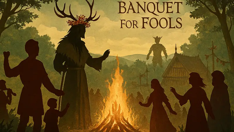 Обложка игры Banquet For Fools в стилистике языческого праздника CRPG.