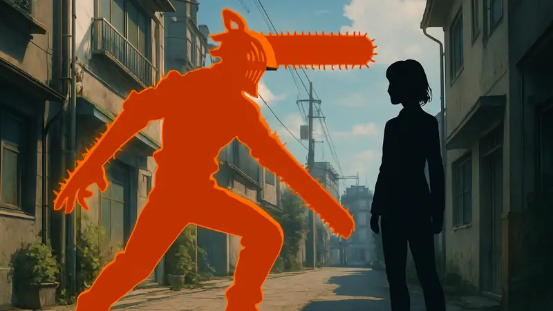 Постер фильма «Человек-бензопила: Арка Резе», персонажи аниме, Человек-бензопила