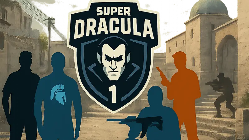 Логотип турнира Super DraculaN 1 с командами GamerLegion, киберспорт CS2
