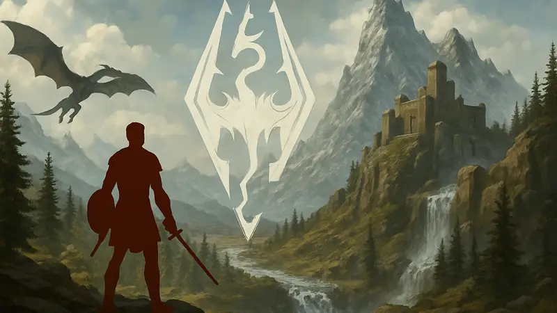 Обложка игры The Elder Scrolls 6 с элементами Skyrim, нарисованная фанатом