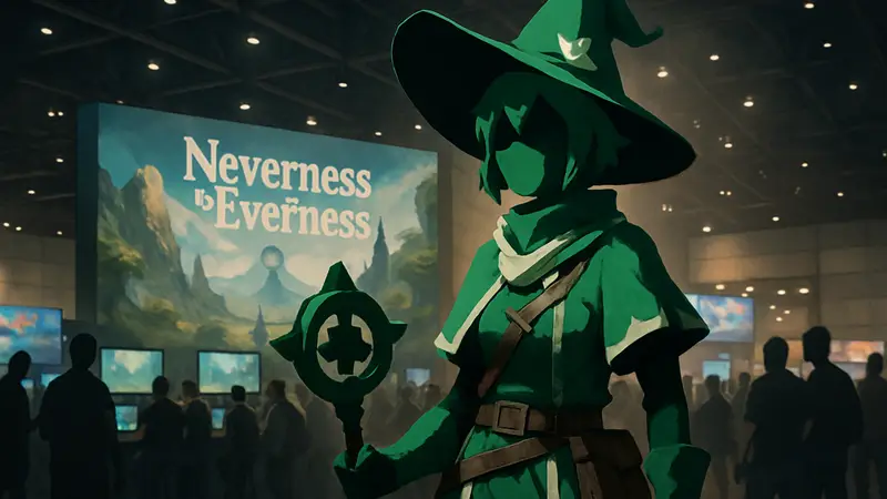 Эффектный косплей персонажа Mint из ролевой игры Neverness to Everness на игровом мероприятии.
