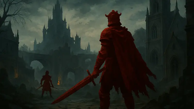 Логотип игры The Duskbloods или скриншот из анонса сетевого теста FromSoftware.