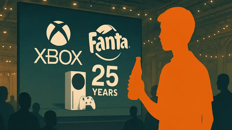 Логотипы Xbox и Fanta вместе, изображение юбилейной промоакции, юбилей Xbox