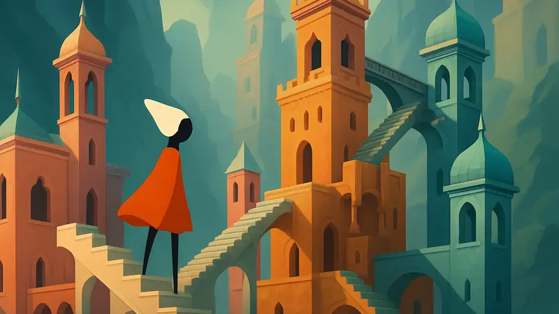 Изображение игры Monument Valley 3 с элементами головоломки и архитектуры