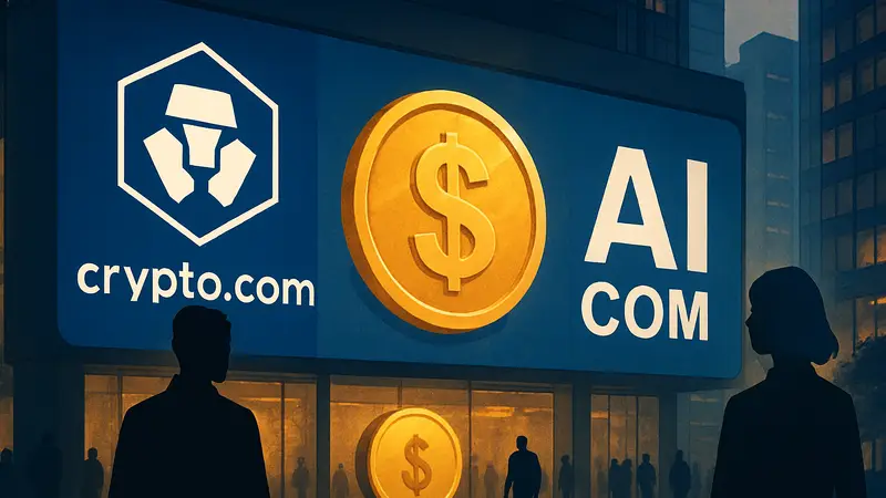 Логотип Crypto.com и домен AI.com, символизирующие сделку на $70 миллионов