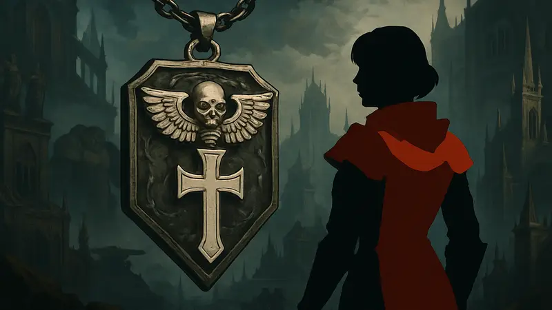 Изображение кулона «Реликвия Сороритки» для фанатов вселенной Warhammer 40,000 и Адепта Сороритас