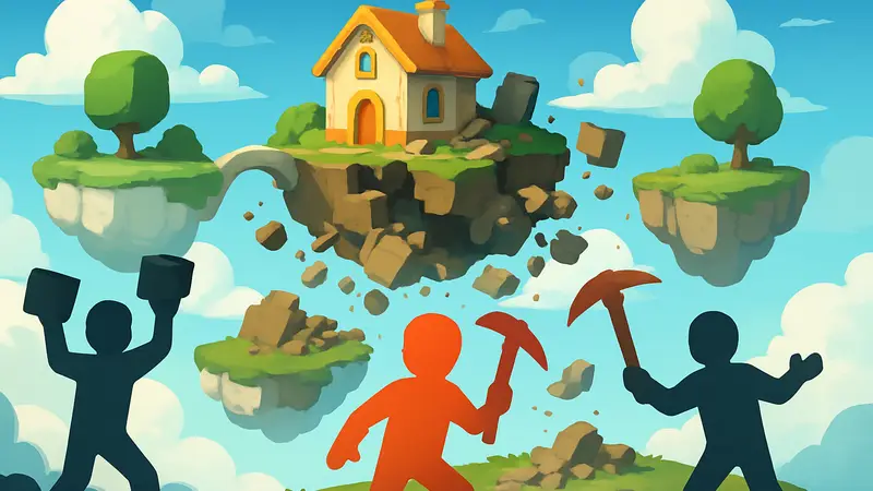 Облачные острова (Cloud Islands) из Pokemon Pokopia, демонстрирующие разрушения, вызванные гриферством.