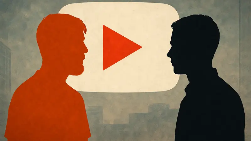 MrBeast и Артем Каптур на фоне логотипа YouTube