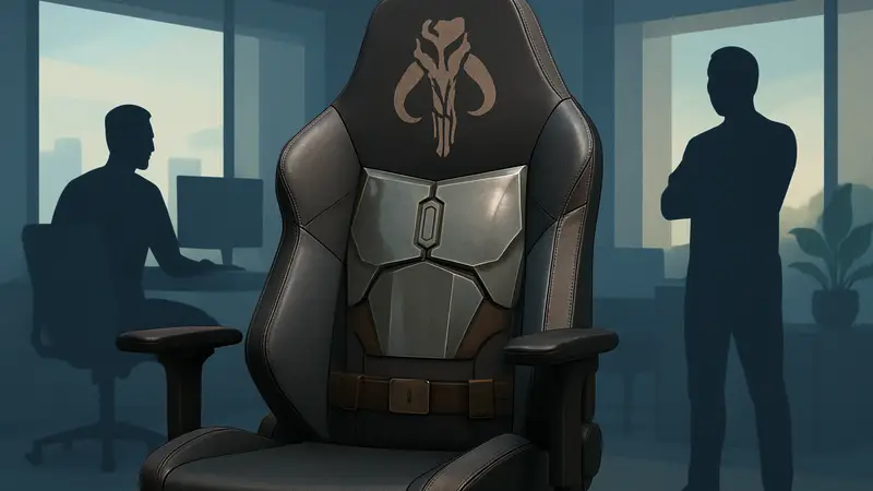 Игровое кресло Secretlab Titan Evo в стиле Мандалорца с символом мифозавра.