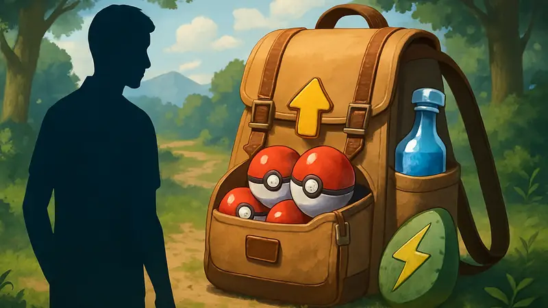 Изображение сумки с предметами из Pokémon Pokopia, символизирующее улучшения инвентаря.