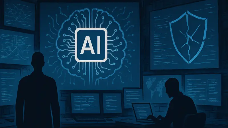 Визуализация угроз кибербезопасности или символическое изображение ИИ