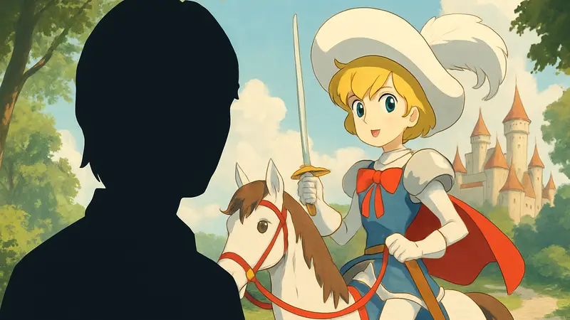 Юки Игараши и кадр из аниме «The Ribbon Hero» или «Принцесса-рыцарь», анонсированного для Netflix.