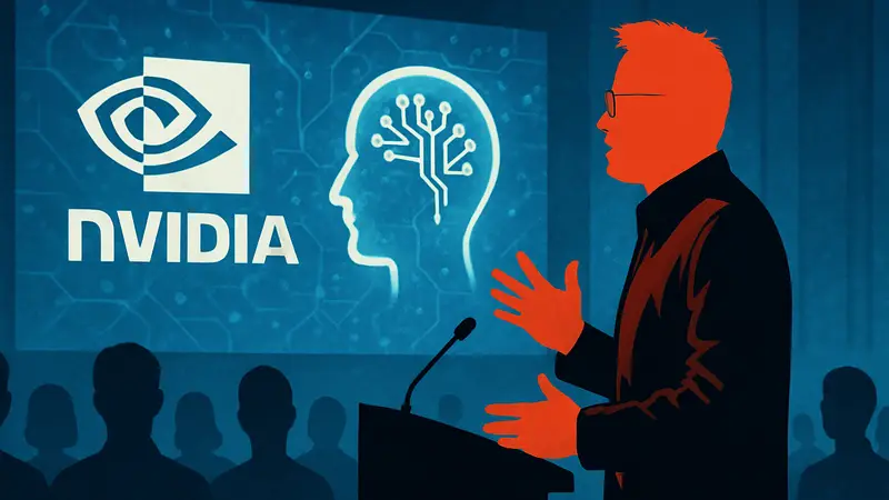 Дженсен Хуанг, глава Nvidia, говорит о будущем ИИ на конференции.