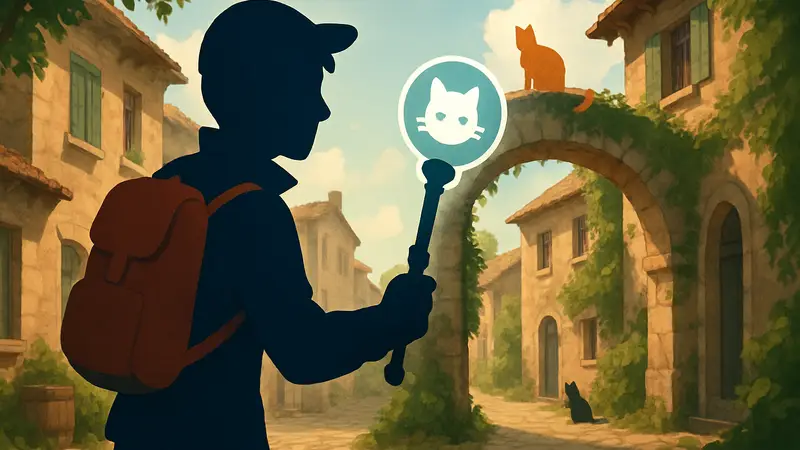 Герой The Adventures of Elliot держит Кошачью Иглу, ища скрытых кошек